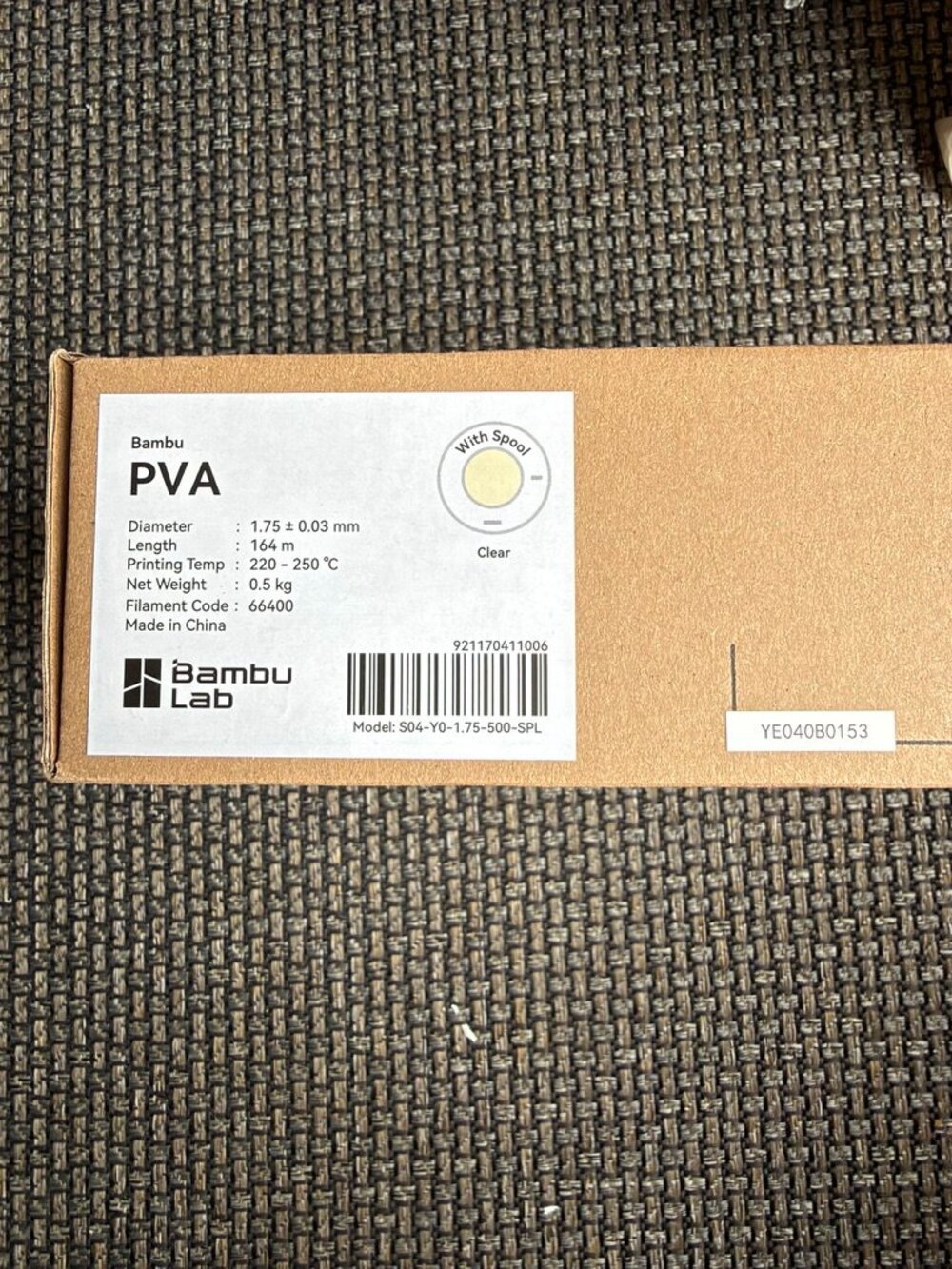 Bambu Lab Clear PVA never opened